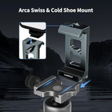 Metal Phone Tripod Mount Arca Port & Action Camera Adapter, Adjustable Smartphone Tripod Adapter Clamp Cell Phone Stand Holder Compatible With Iphone Plus Pro Max Gopro Samsung Galaxy Motorola Pixel