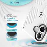 Speck CandyShell Grip Case iPhone 16 Plus - Slim MagSafe Case for Women and Men - White/Black