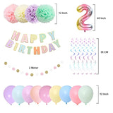40" Rainbow Gradient Number 2 Balloon & Happy Birthday Banner 2nd Party Decor
