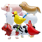 8-Pack Walking Farm Animal Balloons | Farm Theme Party Decorations For Kids' Birthdays, Bbqs & Farmhouse Events | Reusable Foil Balloons With Ribbon