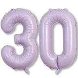 30Th Birthday Balloons Pastel Purple For Women, 40 Inch Giant Dusty Light Purple Mylar Foil Number 30 Balloons Kit, Lilac Helium 30 Balloons For Thirty Anniversary New Year Party Decorations Supplies