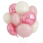 20Pcs 18 Inch Round Foil Balloon, Retro Light Pink Cream White Round Shaped Balloons, Giant Round Aluminum Balloon For Birthday Party Wedding Baby Shower Bachelorette Celebration Anniversary Decor