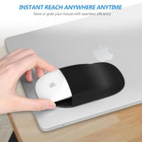 Mouse Holder For Laptop, Universal Stick-On Mouse Pouch Case For Magic Mouse, With Reusable Adhesive, No Glue Residue, Compact Elastic Pouch/Carrying Sleeve, Compatible With Ipad Macbook, Black