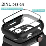 40Mm 2 Pack Hard Pc Case With Hd Tempered Glass Screen Protector For Apple Watch Series 6/5/4/Se/Se2/Se3, Guard Bumper Full Coverage Protective Anti-Scratch Face Cover For Iwatch, Black+ Black