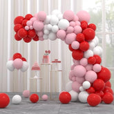 Red Pink White Balloon Arch Garland Kit, 122Pcs Red Light Pink White Party Balloons For Birthday Proposal Wedding Engagement Anniversary Bridal Shower Galentines Day Party Romantic Decorations