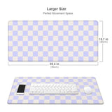 Pastel Purple Checkered Desk Mat, Aesthetic Pink Pattern Office Decor Extra Large Mouse Pad, Laptop Pad Mat, Game Mat, 35.4 X 15.7 In