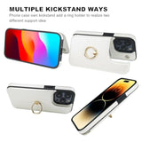 Onetop For Iphone 15 Pro Wallet Case With Card Holder, 360° Rotation Ring Kickstand Rfid Blocking Pu Leather Double Magnetic Clasp Shockproof Cover For Women And Girls 6.1 Inch (White)