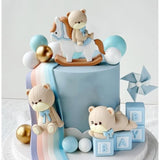 Luxury Blue Bear Cake Toppers Oh Boy Baby Shower Birthday Decorations