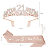 21St Birthday Decorations For Her - 21St Birthday Sash And Crown Kit For Girls Decorations 21St Tiara Party Favors