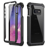 Galaxy S10E Case With Built-In Screen Protector Clear Rugged Full Body Protective Shockproof Hard Back Defender Dual Layer Heavy Duty Bumper Cover Case For Samsung Galaxy S10E - Black