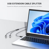 6.6Ft Usb A Male To 2 Female Cable, Usb Splitter 1 In 2 Out Support Charging And Data Transfer For Printer/Keyboard/Flash Drive/Laptop/Led Etc(Black)