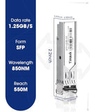 1.25G Sfp 1000Base-Sx, 850Nm Mmf, Up To 550 Meters, Lc Multi Mode 1G Fiber Transceiver Modular For Cisco, Meraki, Ubiquiti Unifi, Mikrotik, Intel, Netgear, D-Link, Qnap, Linksys And More