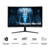 32" Odyssey Neo G8 (G85Nb) 4K Uhd 240Hz 1Ms G-Sync 1000R Curved Gaming Monitor, Quantum Hdr2000, Amd Freesync Premium Pro, Matte Display, Displayport, Black & White, Ls32Bg852Nnxgo