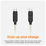 Designs Premium Braided Usb-C To Usb-C Cable, Fast 60W Charging, Compatible With Iphone 15 16 Ipad Macbook Carplay, 2 Pack, Sand/Black, 2M (6.6 Ft)