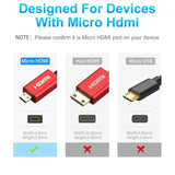 4K Micro Hdmi To Hdmi 6.6Ft/2M, Ultra High Speed 48Gbps, Ultra Thin Hdmi Cord