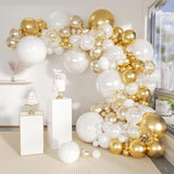 143pcs Gold White Champagne Balloon Arch Kit for Wedding, Birthday, Baby Shower