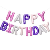 Purple Pink Happy Birthday Balloon Banner, 16 Inch Foil Mylar Happy Birthday Balloons Letters, Reusable Happy Birthday Sign, Pink And Purple Birthday Decorations For Women And Girls