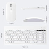 Bluetooth Keyboard And Mouse Combo Rechargeable Portable Wireless Keyboard Mouse Set For Apple Ipad Iphone Ios 13 And Above Samsung Tablet Phone Smartphone Android Windows (White)