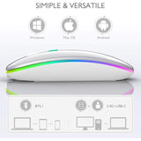 Wireless Bluetooth Mouse For Macbook Air/Mac/Pro/Laptop/Computer/Pc,Rechargeable Dual Mode Switch Mouse Bluetooth 5.2/3.0 And 2.4Ghz Usb Receiver (Silver)