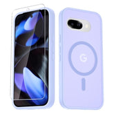Phone Cover For Google Pixel 9A Case | With 1 Screen Protector, Compatible With Magsafe, Magnetic, Military Grade Protection, Translucent Matte Frosted Back, Lavender Purple