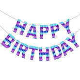 Video Game Birthday Banner Blue & Purple Pre-Strung for Gaming Party Decor