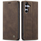 For Samsung Galaxy S25 Case, Classic Design Leather Wallet Magnetic Closure Flip Case With Kickstand Card Holder Slot Shockproof Protective Cover For Samsung Galaxy S25 (Coffee)