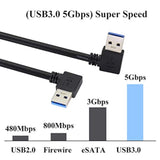 90 Degree Usb 3.0 A Extension Cable Left & Right Angle Usb 3.0 Type A Male To