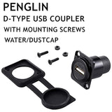 2Pack Usb 2.0 Panel Mount Connector, D-Type Module Usb Pass Through Coupler, F