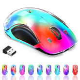 2.4G Wireless Mouse With Customizable Cover & 9-Color Led - Rechargeable Ergonomic, 1200 Dpi, 5 Buttons, Usb Receiver For Pc/Mac - White