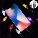 2 Pack Christmas Light Phone Charger Cord Charging Cable Usb-A To Light-Ning 55"/10 Led Festive Bulb Cables Compatible With Phone/I 5~13/14 Plus Pro X Xr Xs Max Mini, Multicolor