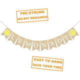 Lemonade Burlap Banner Rustic Lemon Stand Party Supplies, Garland Lemon Theme Baby Shower Birthday Party Decorations Lemonade Photo Stand Backdrop