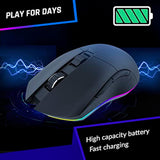 KLIM Blaze Rechargeable Wireless Gaming Mouse RGB Precision Sensor and Long-Lasting Battery - 7 Customizable Buttons - Up to 6000 DPI - Wired & Wireless Mouse for PC Mac & PS4 PS5 - Pink