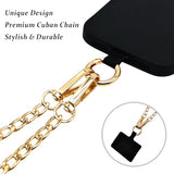 Clip and Go Strap for Phone with Wallet Crossbody Fashion Gold Chain Phone Lanyard Strap Crossbody with Wallet Black Leather Zipper Pouch (Gold)
