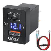 Quick Charge 3.0 & Pd Usb C Dual Usb Port Charger Socket Power Adapter For Toyota