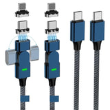 100W 180° Rotation Magnetic Charging Cable, 2 In 1 Usb C To Usb C/Lightnlng Ch