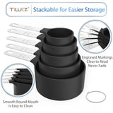 Measuring Cups & Spoons Set, Stackable Cups And Spoons, Nesting Measure Cups With Stainless Steel Handle, Kitchen Gadgets For Cooking & Baking (Black)