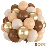 60pcs Brown Gold 12in Balloons Neutral Retro Party Decor Baby Shower Wedding