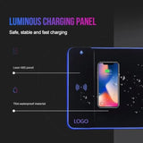 Wireless Charging Rgb Gaming Mouse Pad,800X300X4Mm,15W Led Large Mouse Mat,10 Light Modes Mousepad,Non-Slip Rubber Base,Keyboard Mat,Desk Mat For Gaming, Macbook,Pc,Laptop,Desk