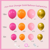 162Pcs Hot Pink Balloons Arch Garland Kit Pink Orange Gold Metallic Pastel Pink Party Balloons For Baby Shower Birthday Wedding Party Decorations (Pink Orange Gold)