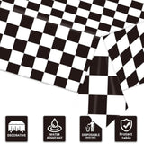 3-pack black & white checkered race car tablecloths, 54" x 108", for party décor
