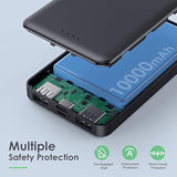 2-Pack 10000mAh Ultra Slim USB-C Power Bank with 2 Outputs for iPhone Android