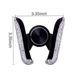 Bling Car Phone Holder Mini Dash Air Vent Automatic Phone Mount Universal 360°Adjustable Crystal For Women And Girls (White)