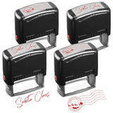 4 Pcs Santa Claus Signature Stamp North Pole Reindeer Self Inking Rubber Stamp With Ink, Christmas Gift Tag For Kids Adults Office School Home Party(Red)