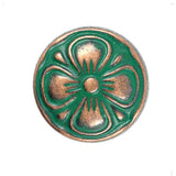 12 Pieces Green Cyan Antique Copper Clover Metal Shank Buttons. (15Mm)