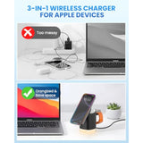 Wireless Charging Station For Iphone Mag-Safe: 3-In-1 Foldable Charger Phone Stand Charge For Iphone 16/15/14/13/12 Pro/Max/Plus - For Airpods - For Apple Watch 2-10/Ultra