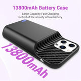Battery Case For Iphone 12 Pro Max, 13 Pro Max (6.7 Inch), 2025 Upgraded High Capacity 13800Mah Battery Pack Rechargeable Charger External Charging Case With Tempered Glass Screen Protector Black