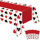 4Pcs 51X86In Casino Theme Party Tablecloths Poker Tablecloth Casino Night Birthday Party Table Cloth Poker Disposable Table Cover All-In-One Poker Mat For Game Birthday Playing Card Picnic Supplies