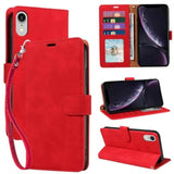 For Iphone Xr 2025 Wallet Case, Rfid Blocking 4 Card Slots Holder, Wrist Strap, Leather Shockproof Protective, Stand Folio Flip Cases Cover For Iphone Xr (Red)