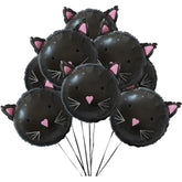 Black Cat Foil Balloons: Spooky Halloween Party Decorations - 8 Pcs