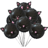 Black Cat Foil Balloons: Spooky Halloween Party Decorations - 8 Pcs